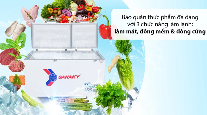 Tủ đông Sanaky 530 lít VH-6699HY3 - 3 chức năng làm lạnh