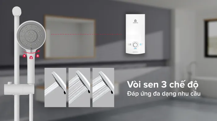 Máy nước nóng trực tiếp Ariston 4500W AURES PREMIUM 4.5 - Vòi sen đi kèm 3 chế độ