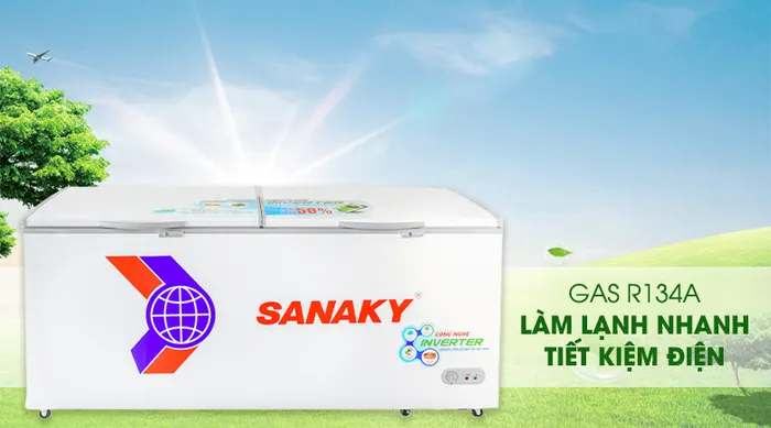 Làm lạnh nhanh, tiết kiệm điện với Gas R134a - Tủ đông Sanaky VH-8699HY3