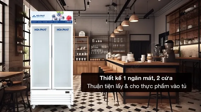Tủ mát Hòa Phát Inverter 723 lít HSR D8723 - Thiết kế 1 ngăn mát, 2 cửa thuận tiện lấy và cho thực phẩm