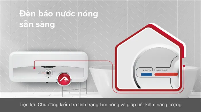 Máy nước nóng gián tiếp Ariston 20 lít 2500W SL2 20 RS 2.5 FE - Đèn báo nước nóng đã sẵn sàng