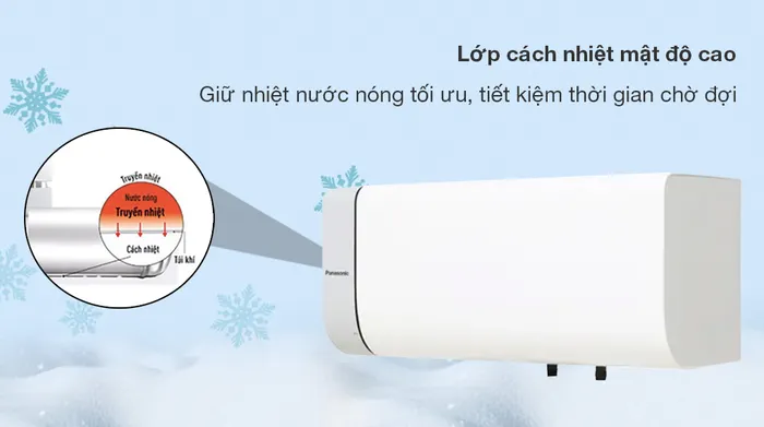 MÁY NƯỚC NÓNG GIÁN TIẾP PANASONIC 30 LÍT DH-30HBMVW - Lớp cách nhiệt mật độ cao hỗ trợ duy trì nhiệt độ nước nóng tối ưu, tiết kiệm thời gian chờ đợi cho người dùng
