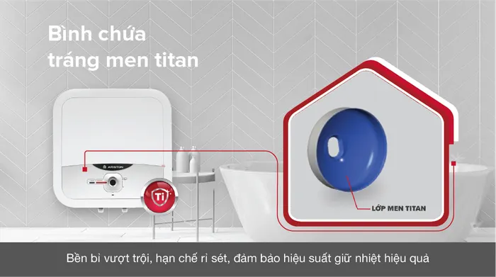 Máy nước nóng gián tiếp Ariston 30 lít 2500W AN2 30 RS 2.5 FE - Lòng bình tráng men Titan