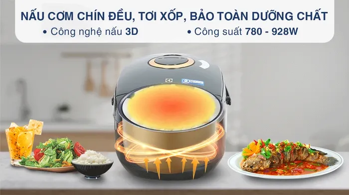 Nồi cơm điện tử Electrolux 1.8 lít E7RC1-650K - Công suất