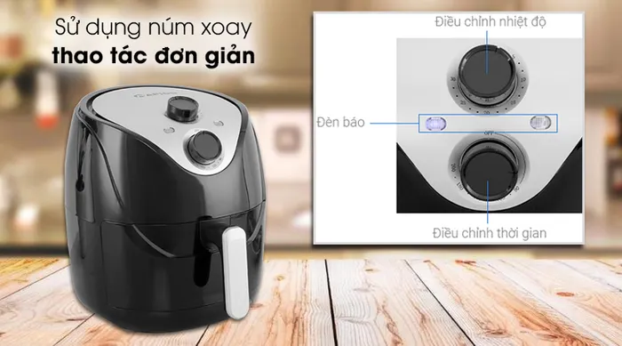 Nồi chiên không dầu Rapido RAF5.0M 5 lít - Bảng điều khiển núm xoay thân thiện