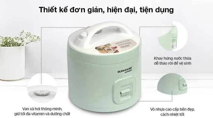 Trang nhã - Nồi cơm nắp gài Sunhouse Mama 1.8 lít SHD8665B
