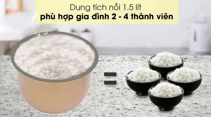 Nồi cơm điện tử Sunhouse mama 1.5 lít SHD8915 - Nồi cơm điện tử dung tích nồi 1.5 lít