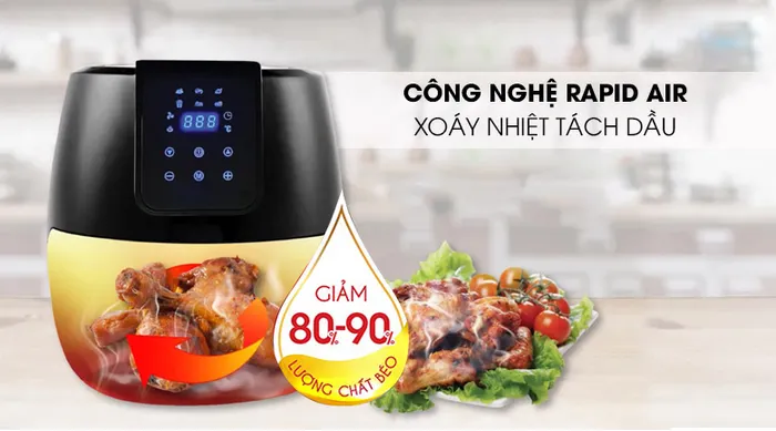 Xoáy nhiệt tách dầu - Nồi chiên không dầu Magic A-805 6.5 lít