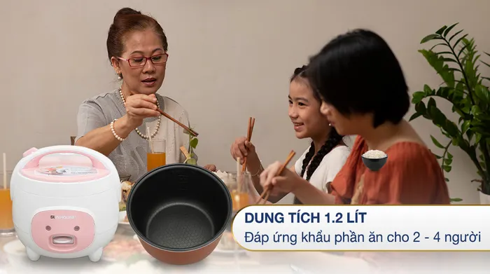 Nồi cơm nắp gài Sunhouse 1.2 lít SHD8217W - Dung tích