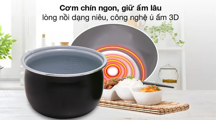Lòng nồi dạng niêu - Nồi cơm nắp gài Sunhouse Mama 1.8 lít SHD8665B 