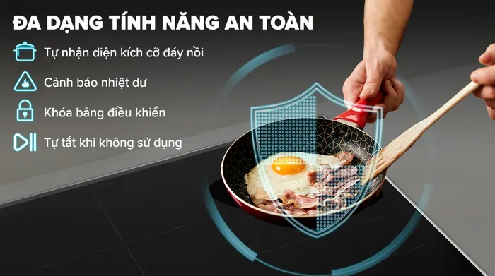Bếp từ 3 vùng nấu lắp âm Bosch PXJ675DC1E - Tính năng a toàn