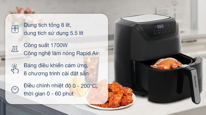 Nồi chiên không dầu Kangaroo KG8AF1A 8 lít - Tổng quan