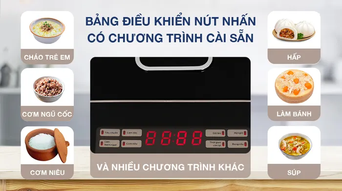 Nồi cơm cao tần Sunhouse Mama 1.8 lít SHD8959 - Bảng điều khiển