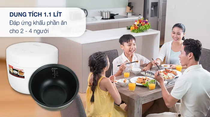 Nồi cơm điện tử Sharp 1.1 lít KS-COM110DV-WH - Dung tích