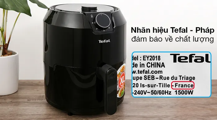 Nồi chiên không dầu Tefal EY201815 4.2 lít - An tâm về chất lượng với thương hiệu Tefal nguồn gốc từ Pháp