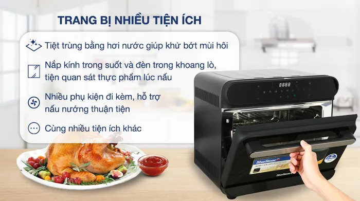 Lò chiên không dầu hơi nước BlueStone AFB-5895 24 lít - Tiện ích