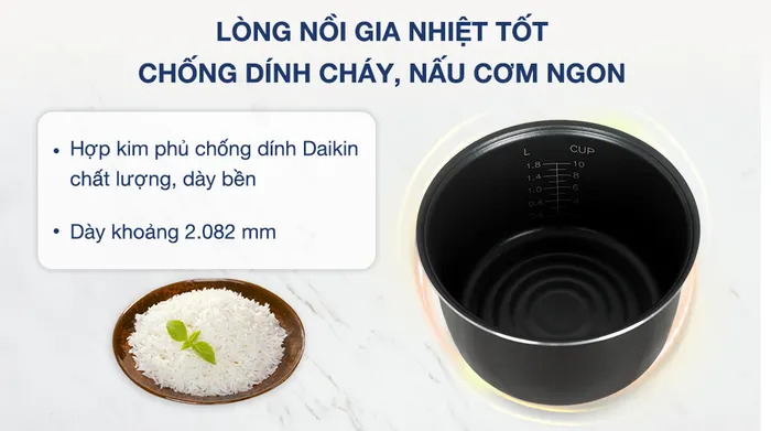 Nồi cơm cao tần Sunhouse Mama 1.8 lít SHD8959 - Chất liệu