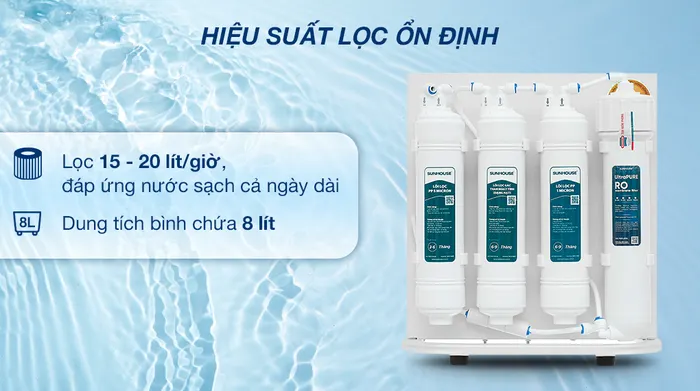Máy lọc nước RO Sunhouse SHA8201KV 10 lõi - Công suất