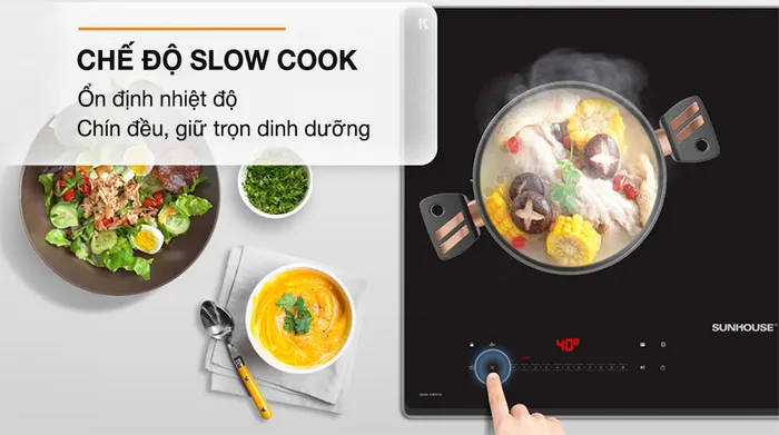 Chế độ Slow Cook - Bếp từ đôi lắp âm Sunhouse Mama SHB82082-VMD