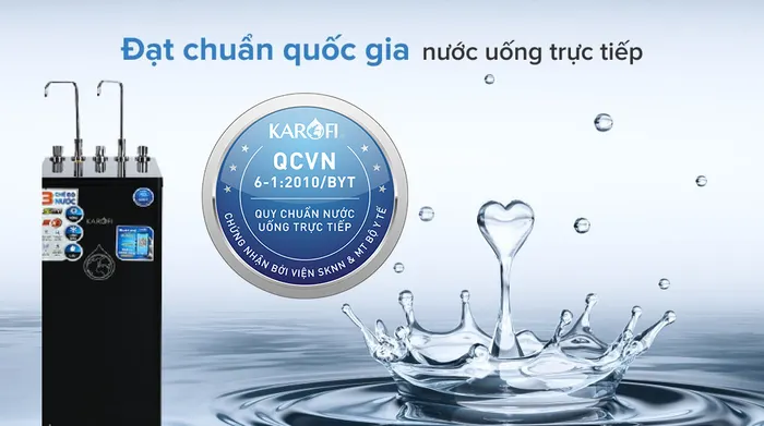 Chuẩn quốc gia nước uống trực tiếp - Máy lọc nước RO nóng nguội lạnh Karofi KAD-D66 11 lõi