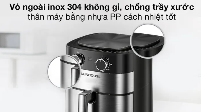 Nồi chiên không dầu Sunhouse SHD4026 6 lít - Vỏ ngoài