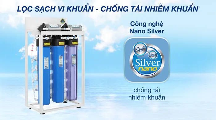 Kháng khuẩn - Máy lọc nước RO bán công nghiệp Hòa Phát HPT725 10 lõi