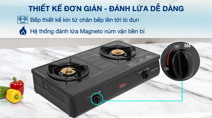 Thiết kế - Bếp ga đôi Paloma PA-7MEJ