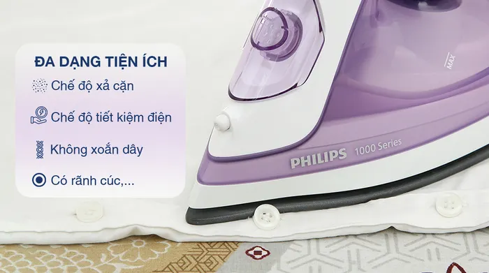Bàn ủi hơi nước Philips DST1040/30 2000W - Tiện ích