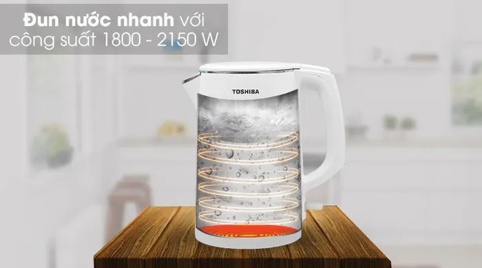 Bình đun siêu tốc Toshiba 1.5 lít KT-15DS1PV - Đun nước sôi chỉ trong 5 - 7 phút