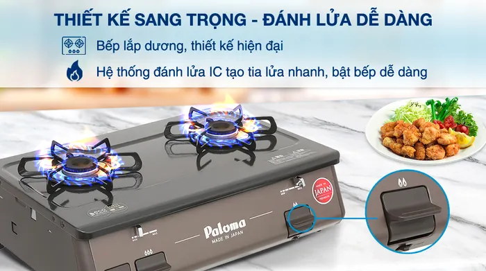 Bếp ga đôi Paloma PA-J61PE (BR) - Thiết kế