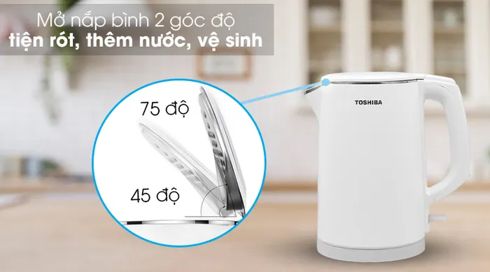 Bình đun siêu tốc Toshiba 1.5 lít KT-15DS1PV - Mở nắp đơn giản