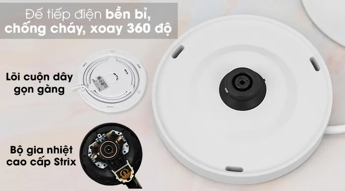 Bình đun siêu tốc Toshiba 1.5 lít KT-15DS1PV - Đế tiếp điện xoay 360 độ