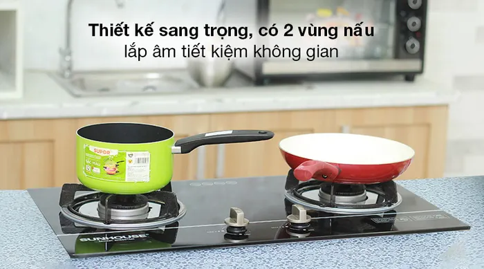 Bếp ga âm Sunhouse SHB501MT - Thiết kế bếp ga gọn gàng, kiểu dáng lắp âm