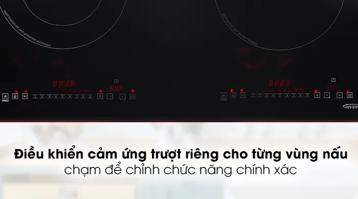 Bếp từ hồng ngoại Pramie 2105 - Bảng điều khiển cảm ứng độc lập cho từng vùng nấu, cảm ứng trượt dễ dùng