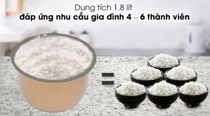 Nồi cơm điện tử Sunhouse mama 1.8 lít SHD8903 - Dung tích 1.8 lít