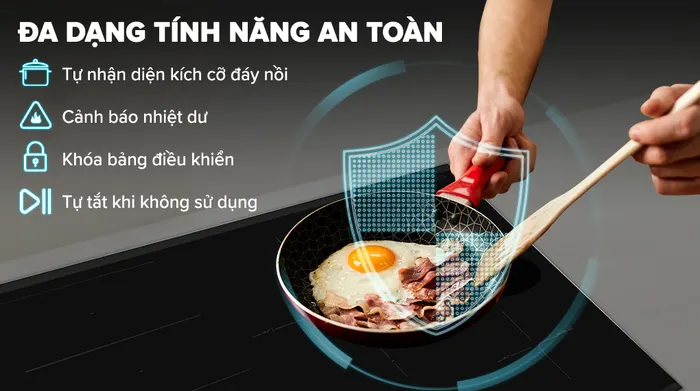Bếp từ 4 vùng nấu lắp âm Bosch PXE875DC1E - Tính năng an toàn