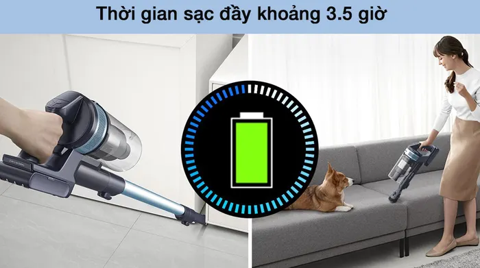 Máy hút bụi cầm tay Samsung VS15A6031R1/SV - Thời gian sử dụng 