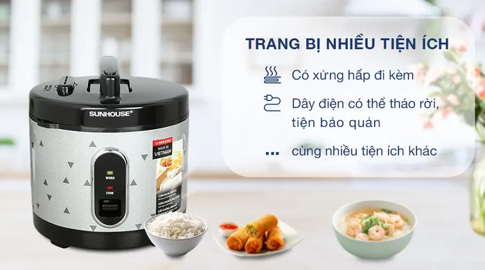 Nồi cơm điện nắp gài Sunhouse 3 lít SHD8305 - Tiện ích