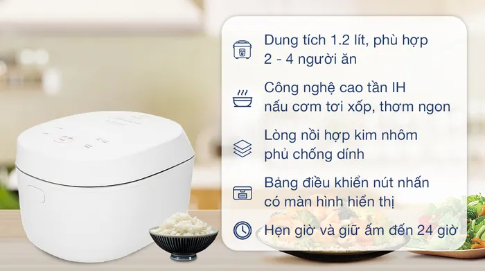 Nồi cơm cao tần Sharp 1.2 lít KS-IH122V-WH - Tổng quan