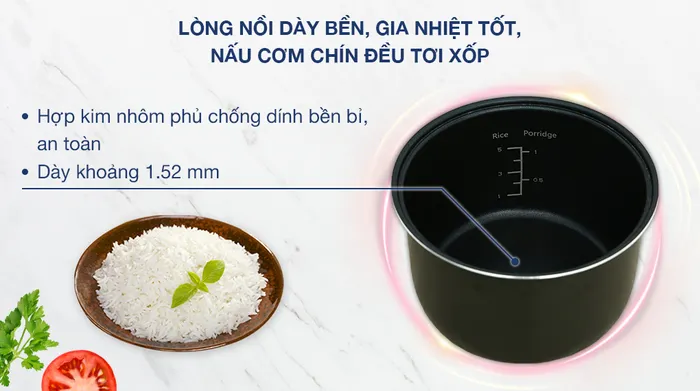 Nồi cơm điện tử Sunhouse 1 lít SHD8802 - Lòng nồi