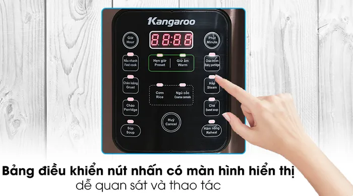 Bảng điều khiển của Nồi cơm điện tử Kangaroo 1.8 lít KG18DR6 