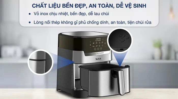 Nồi chiên không dầu Tefal EY505D15 - Thiết kế, chất liệu