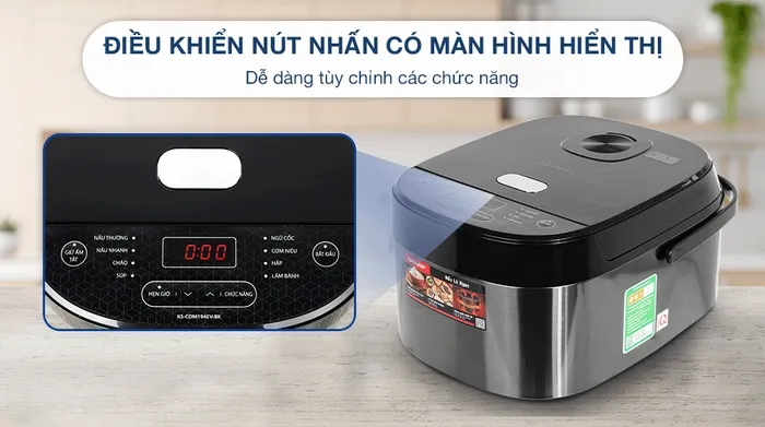 Nồi cơm điện tử Sharp 1.8 lít KS-COM194EV-BK - Nút nhấn
