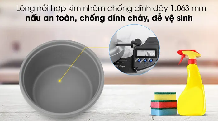 Độ dày 1.063 mm - Nồi cơm nắp rời Toshiba RC-18MH1PV(W) 1.8 lít