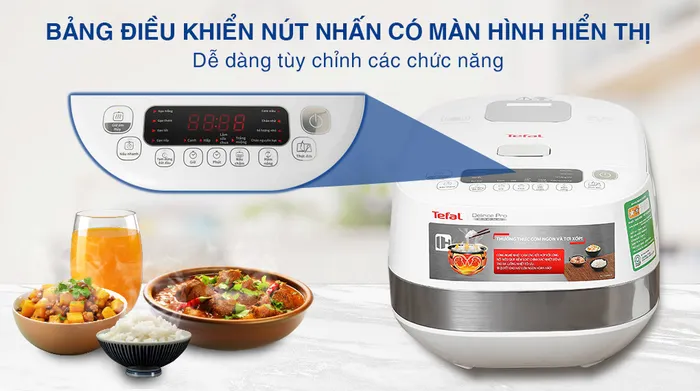 Nồi cơm cao tần Tefal 1.5 lít RK808168 - Bảng điều khiển