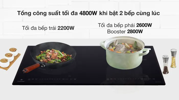 Công suất - Bếp từ hồng ngoại lắp âm Pramie 2108