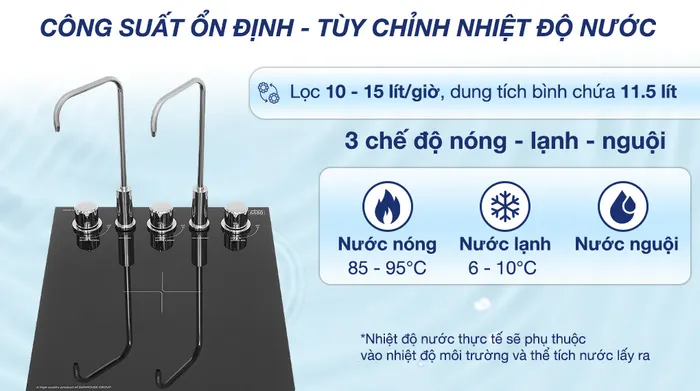 Máy lọc nước RO nóng nguội lạnh Sunhouse UltraPURE SHA76623KL 11 lõi - Công suất