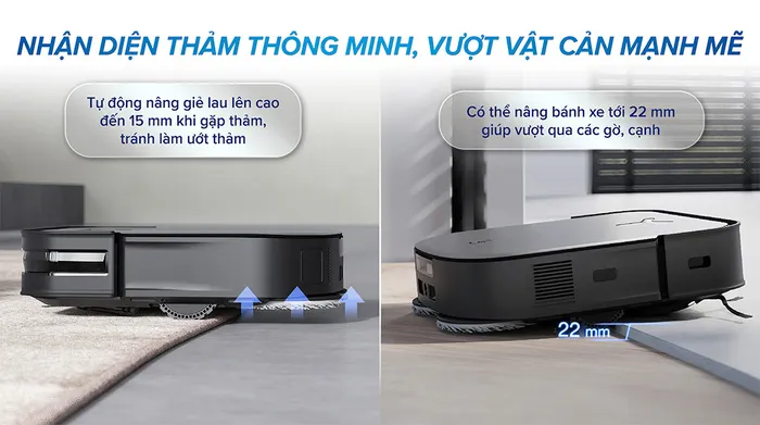 Tự động nâng giẻ lau -  Robot hút bụi lau nhà Ecovacs X2 Combo