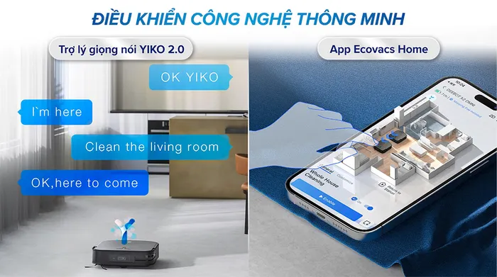 Điều khiển thông minh -  Robot hút bụi lau nhà Ecovacs X2 Combo