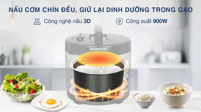 Nồi cơm điện nắp gài Sunhouse 3 lít SHD8305 - Công nghệ